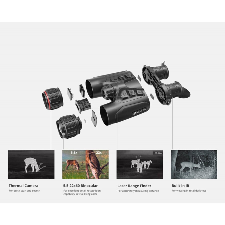 HIKMICRO BINOCLU VEDERE TERMICA HABROK 4K HE25L 2.0 4X 256X192 - imagine 2